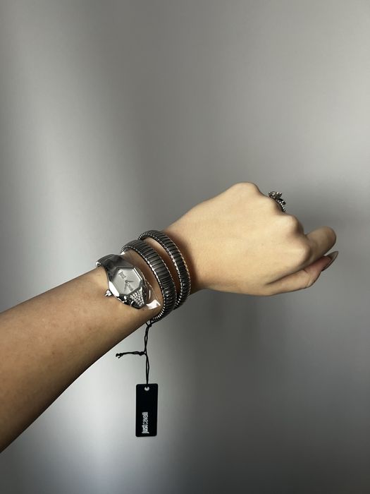 Ceas Just Cavalli damă argintiu – model șarpe elegant, nou, original