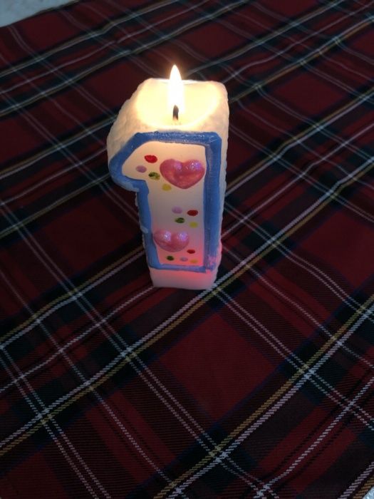 Свечка на 1 годик день рождения, меняет цвета при горении