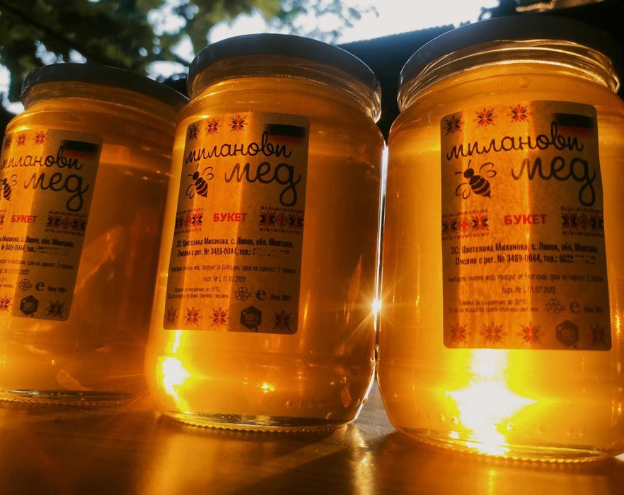 етикеи за пчелен мед, прашец и тинктури