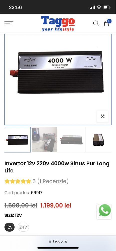 Invertor Sinus Pur Long Life 12v 4000v