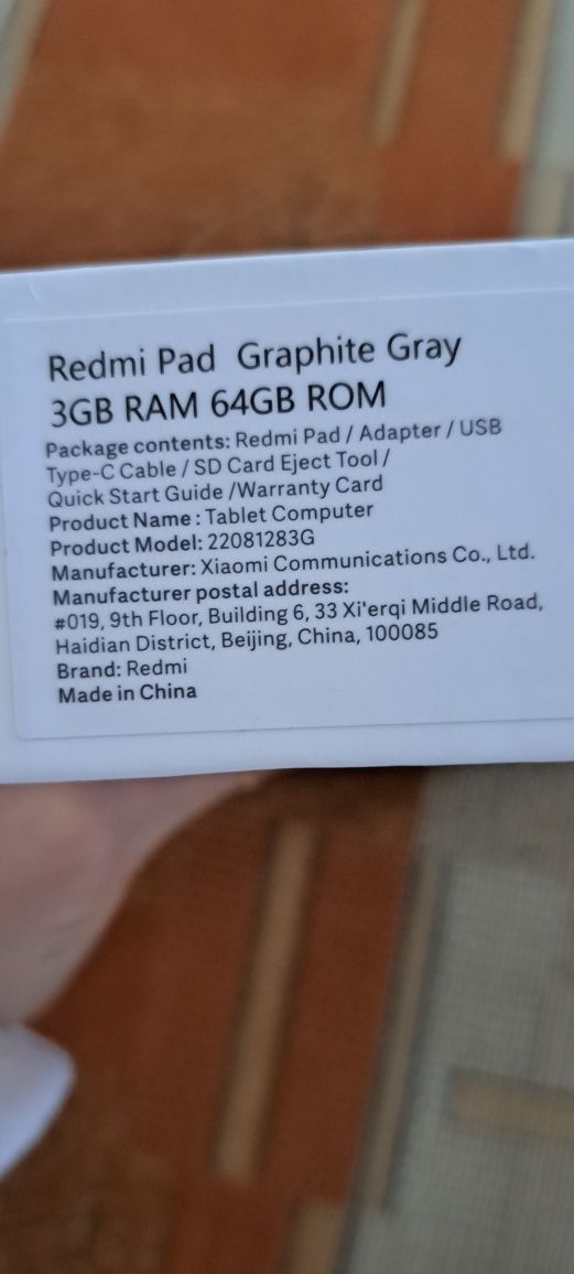 Tableta Xiaomi Redmi Pad 3GB RAM 64GB ROM