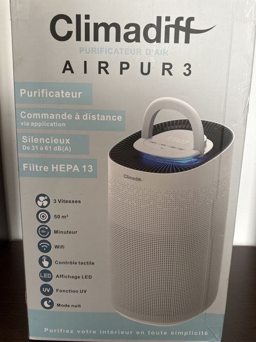 Purificator aer nou, UV, conectare wi-fi si aplicatie mobila Climadiff
