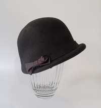 Елегантна дамска черна зимна шапка, ретро стил, 100% вълна, федора