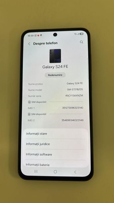 Telefon mobil Samsung Galaxy S24 FE, Dual SIM, 8GB RAM, 128GB, 5G -A-