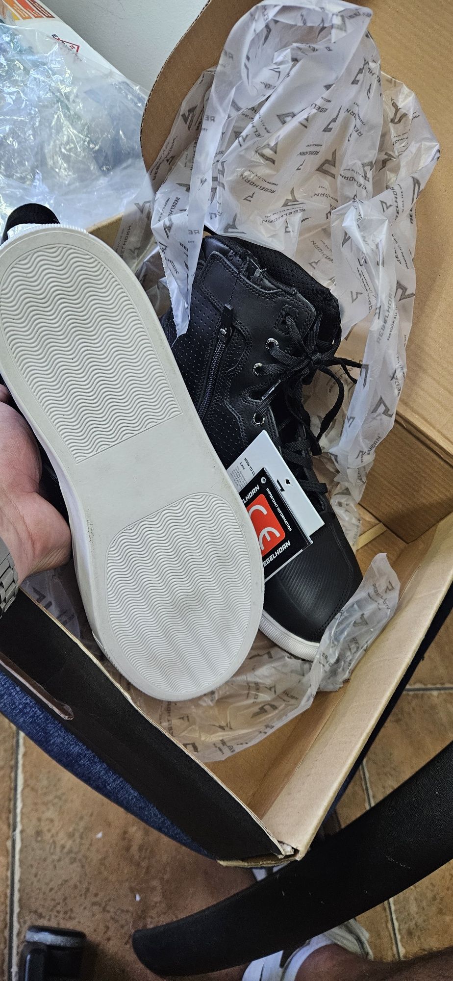 Ghete moto scurte din piele naturală REBELHORN 45 Noi