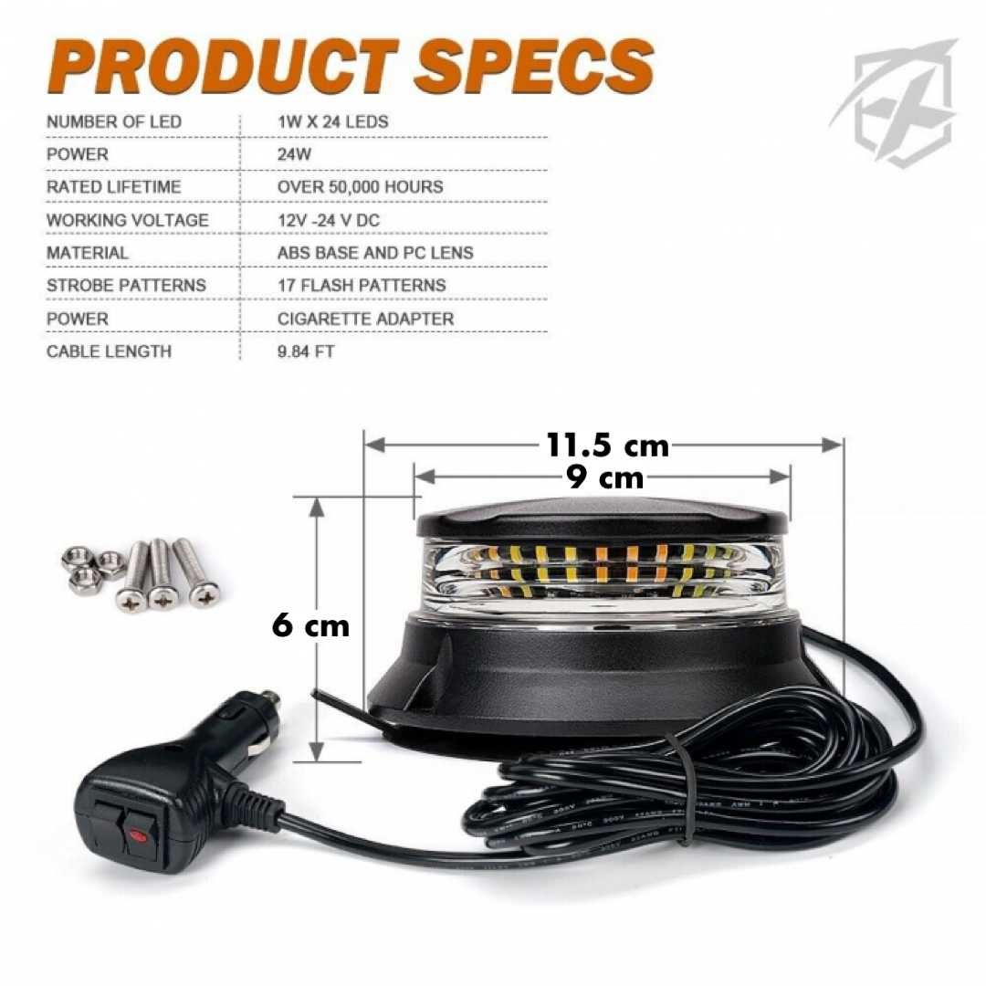 12V 24V 120W Лед Led Синя Диодна Сигнална Аварийна Лампа Маяк