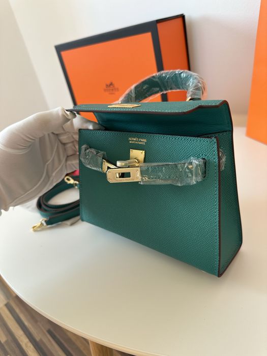 Geanta Hermes Kelly 19cm Turcoaz