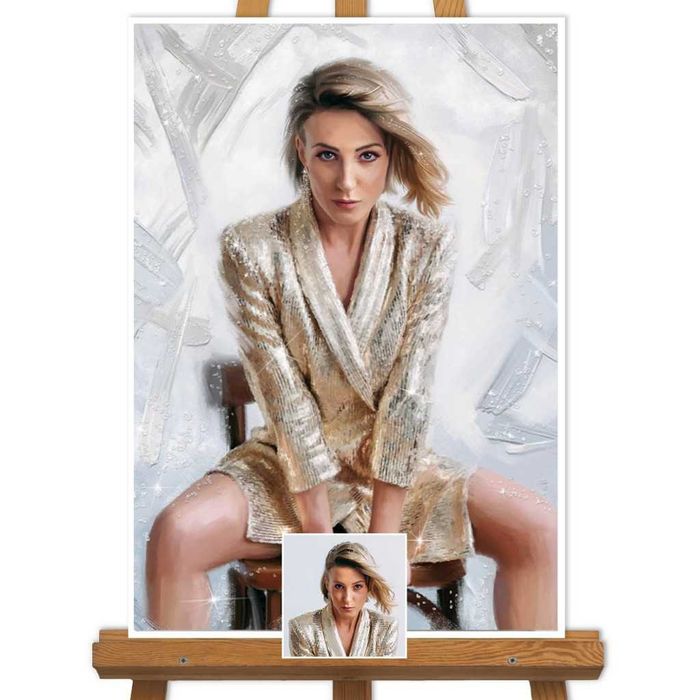 Cadoul ideal,portret pictat original dupa fotografie