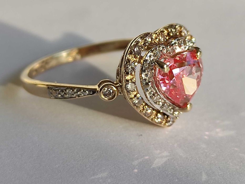 Inel aur 14k cu DIAMANT ROZ 1.35ct pret initial 25.000lei