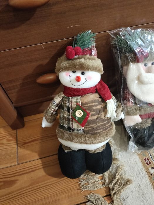 Фигурки новогодние, декорация, снеговик, дед мороз и лось