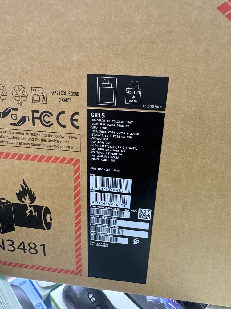 Asus Rog Strix G18  Ultra9-275Hx/32gb/1tb/RTX5080/18 WQXGA 240Hz