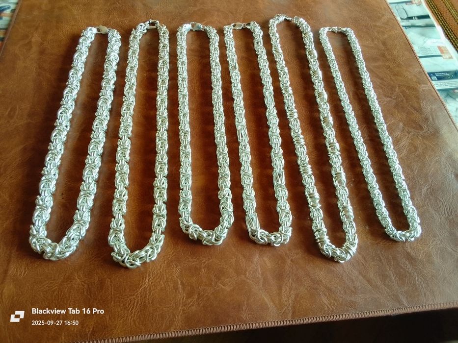 Лот от 6/броя Сребърни Синджира Кралска Плетка