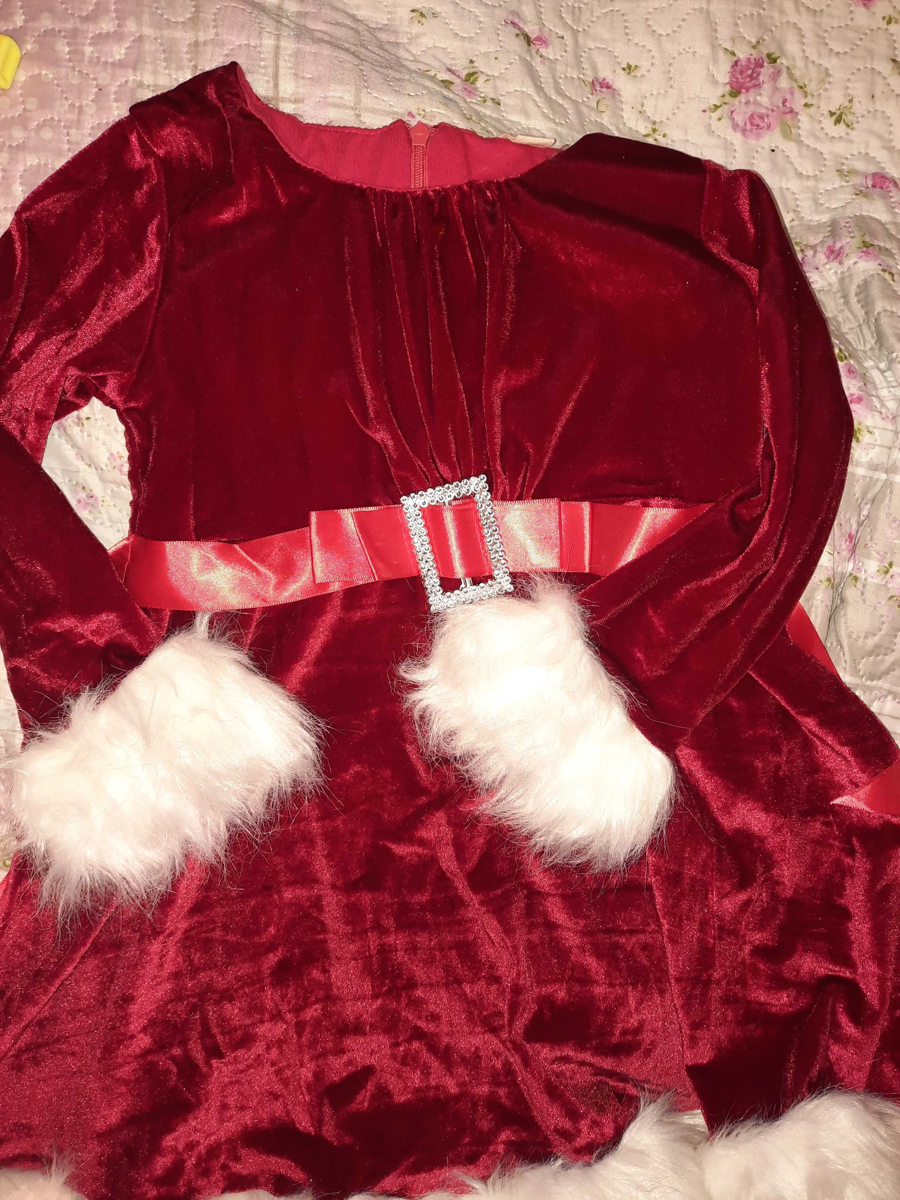 Rochie/rochita rosie Craciunita cu blanita