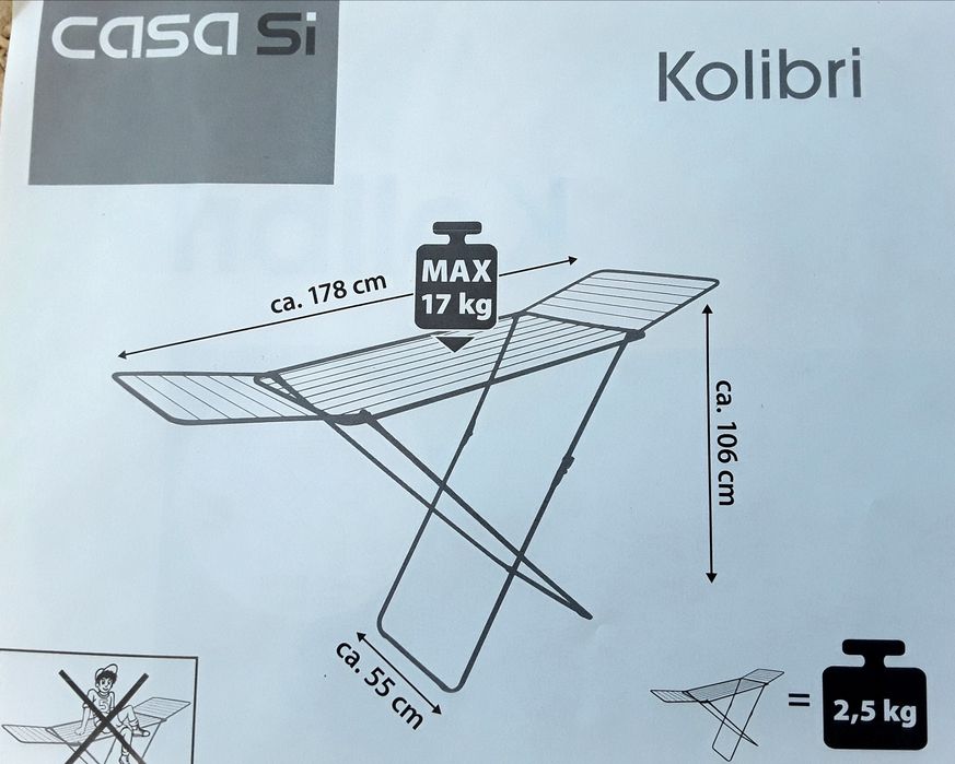 Uscatoare pliabile din metal pentru Rufe KOLIBRI + BONUS NOI - 60  Lei