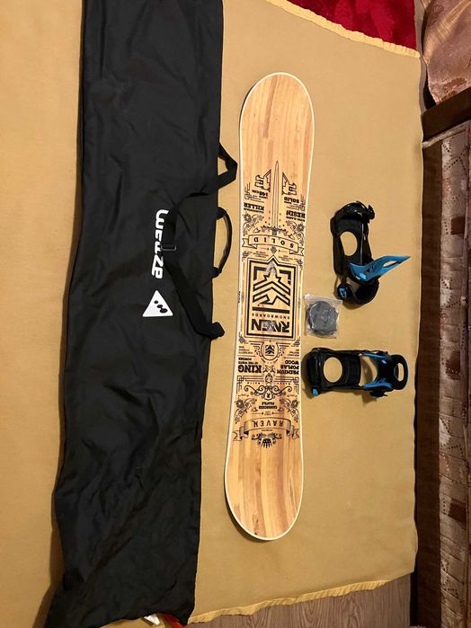 Placă snowboard 146 Raven + husă + legături + pachet întreținere