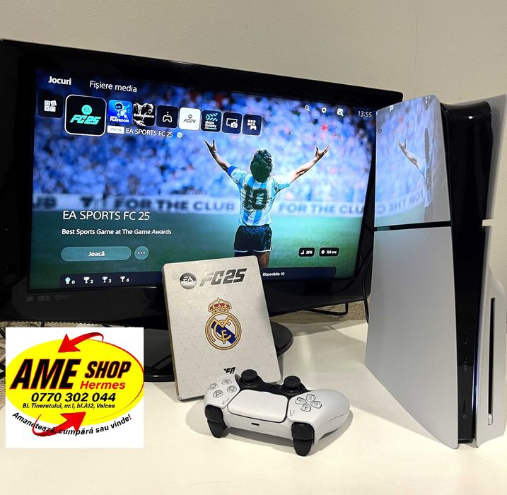 Consolă Sony PlayStation5 Slim cu CD, 1TB, cu jocul FC25 inclus!