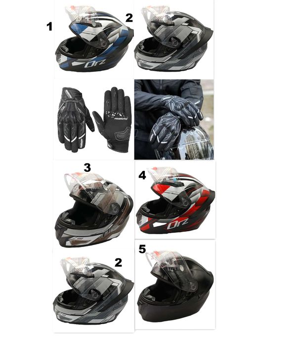 Комплект каска за мотор шлем и ръкавици