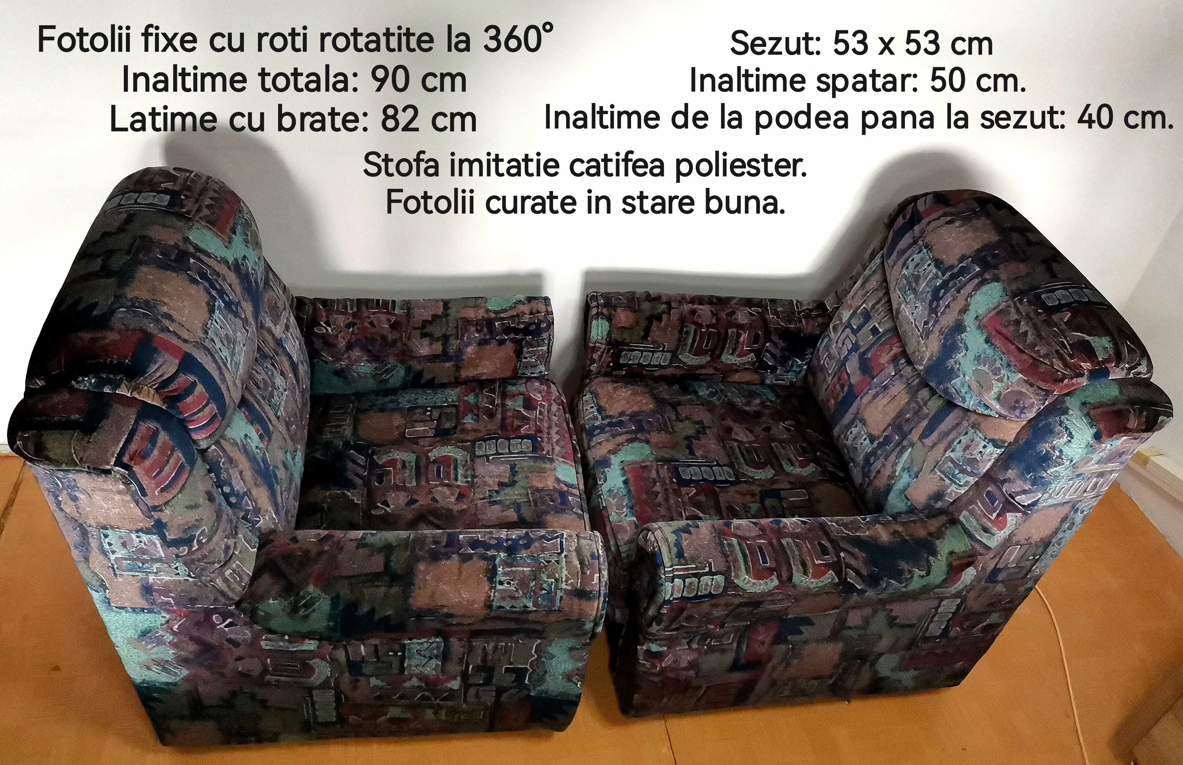 Fotolii fixe stofa imitatie catifea roti totative 360° scaune tapitate
