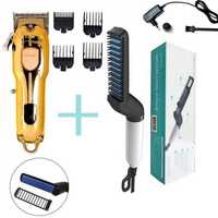 Машинка за подстригване GEEMY + Електрически гребен за брада и коса