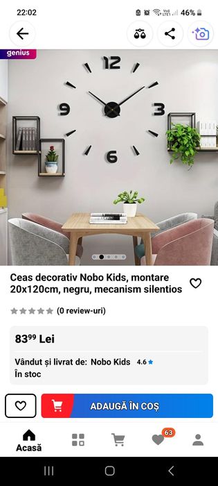 Ceas decorativ negru