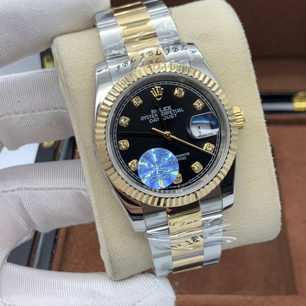 Rolex Datejust 36mm silver gold blkc auto