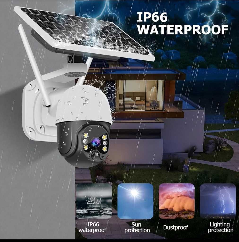 Соларна 10MP 4G безжична PTZ камера с детектор за движение