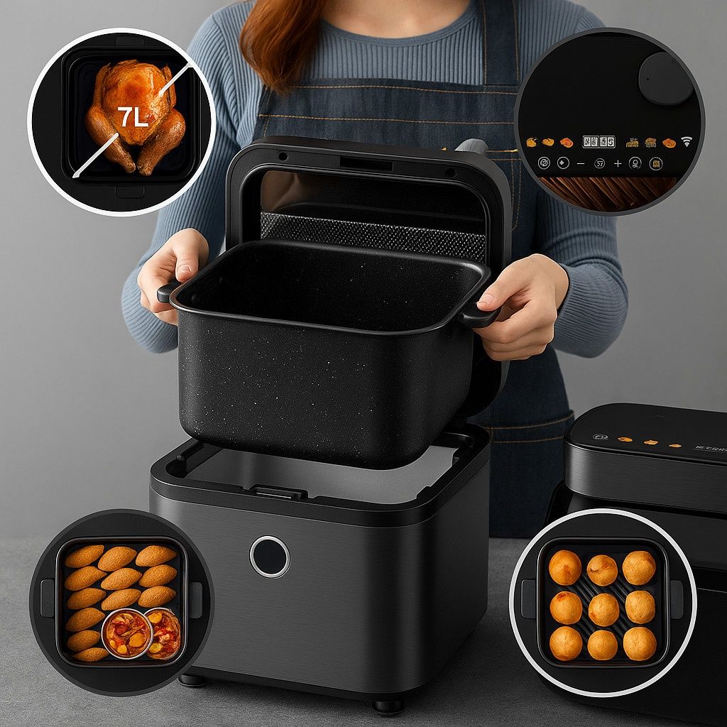 Еър Фрайър Midea DualTaste Air Fryer MF-CY75C2 – 7L капацитет