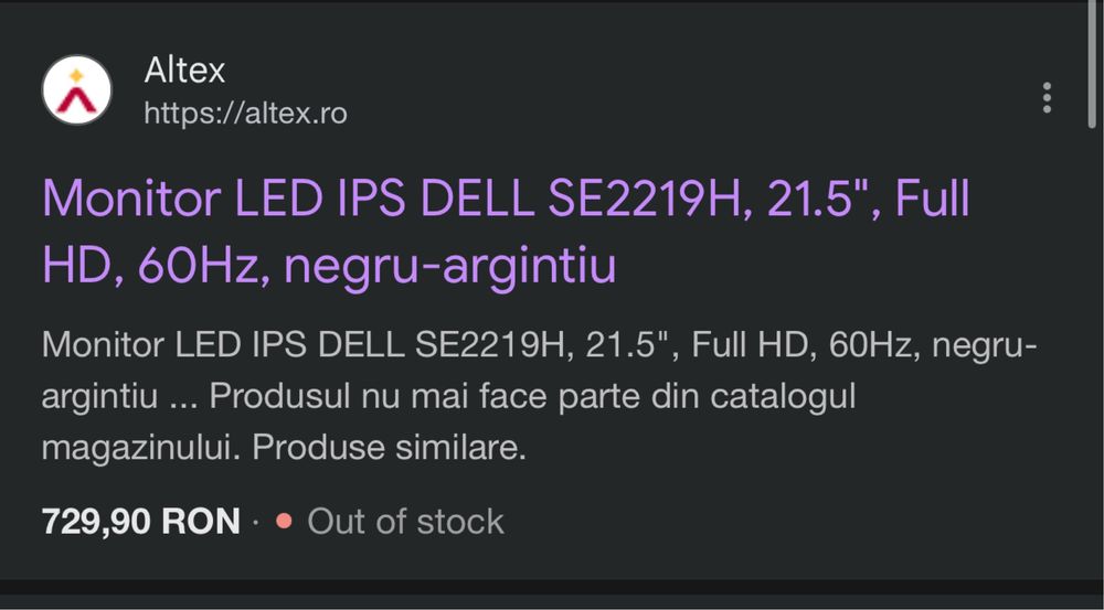 Dell SE2219H 21.5 inch full hd monitor