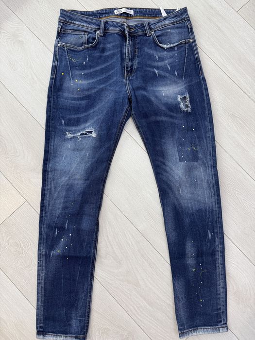 Blugi Slim Fit Zara Originali - Model pete vopsea