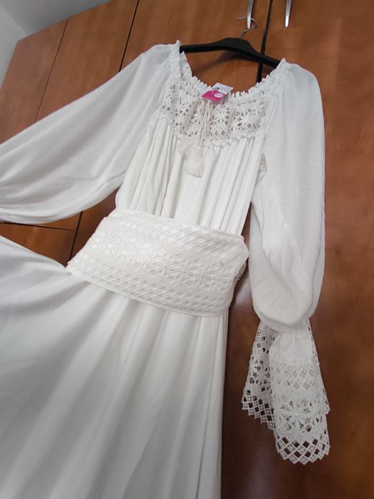 OCAZIE!!! Rochie NOUĂ lungă alba ocazie, cununie, nunta, marime XS-S