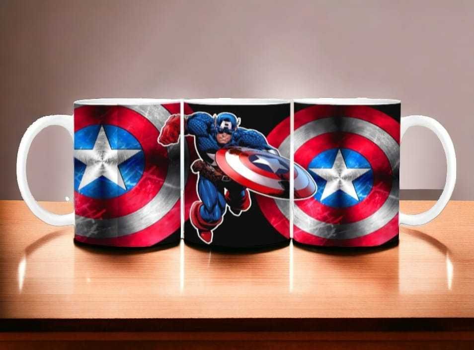 Cana personalizata, Captain America, Ceramica, Alb, 350 ml