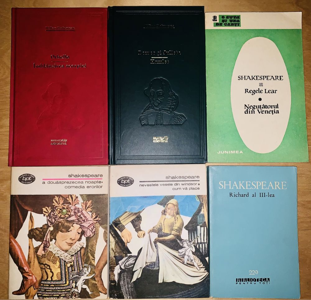 Shakespeare, colectie vezi titlurile, Hamlet, Othelo, Lear, Romeo si J