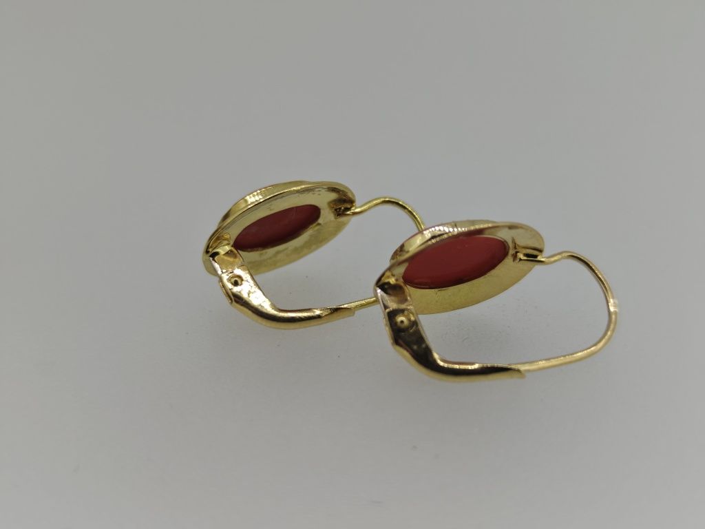 Cercei aur 18k 3.73gr cu coral (r)