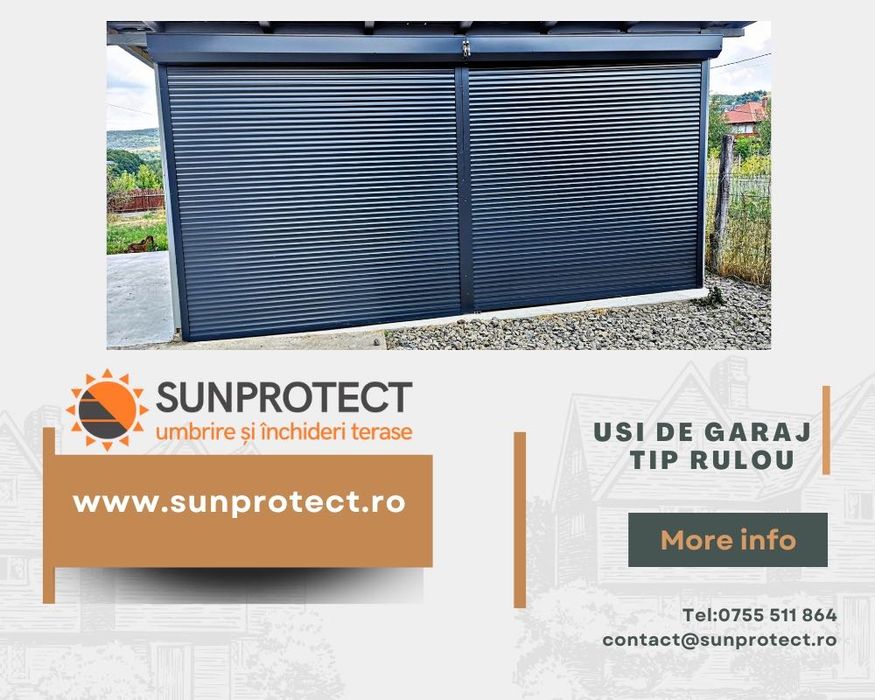 Uși de garaj tip Rulou din Aluminiu lamele de 55 mm și de 77 mm.