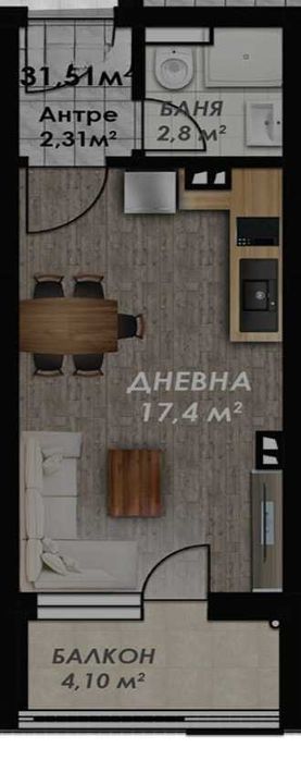 Продава се Едностаен апартамент в Пловдив, Гагарин - 40 кв.м за 1675 €/кв.м - Снимка #4