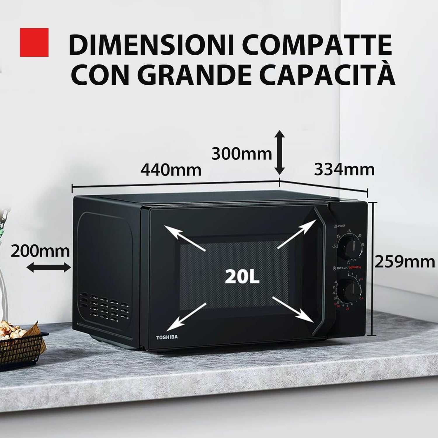 Микровълнова печка с грил Toshiba 20L (MW2-MG20P(BK)) 6 режима