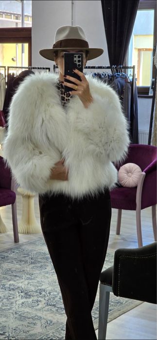 Jacheta Blana Naturala Vulpe Talie Unica