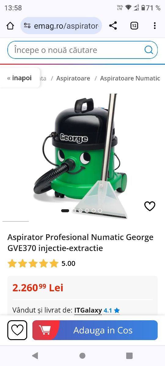 Aspirator injecție extracție profesional Numatic