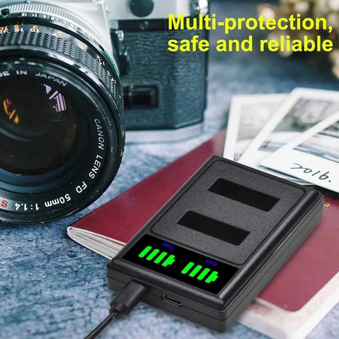 Set 2 acumulatori NB-13L + incarcator dublu Canon G5X G7X III G9X II