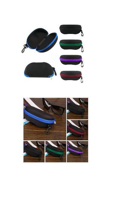 Toc ochelari rigid negru, rama rosie, agatatoare rucsac