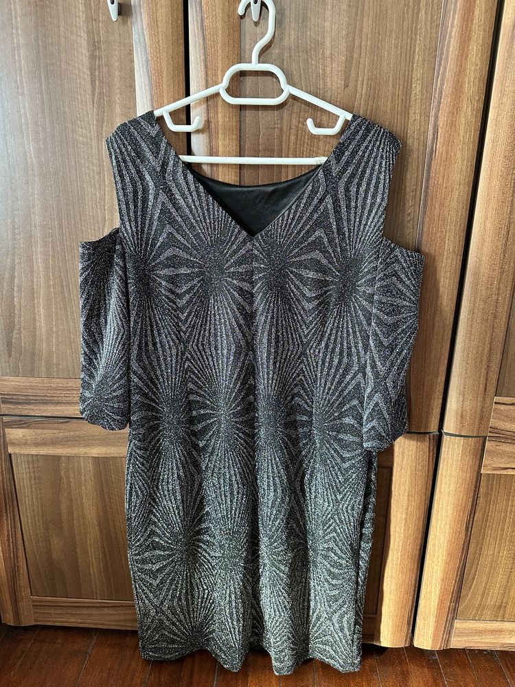 Rochie mini eleganta negru cu argintiu marimea 12UK