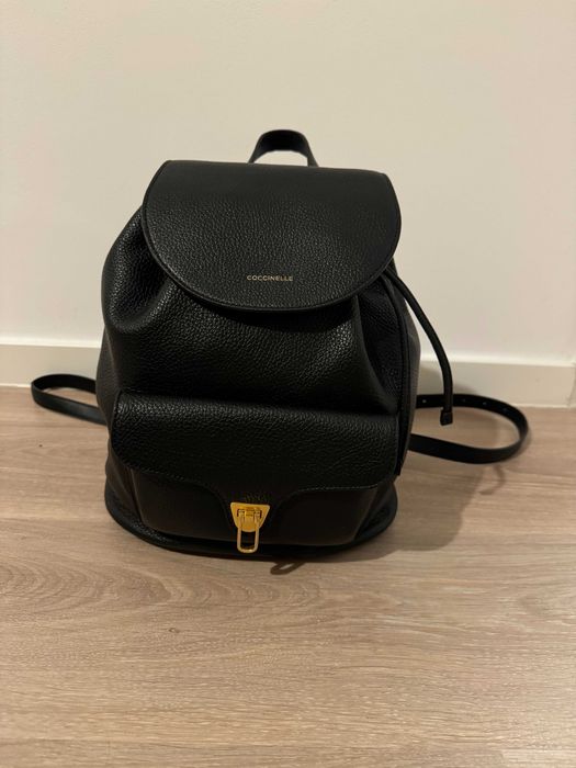 Rucsac Coccinelle, de piele cu logo Beat Generation