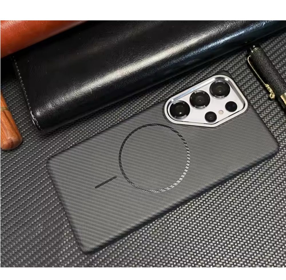 Samsung S24 ULTRA S25 ULTRA - Husa Hard Thin Carbon Neagra cu Mgsafe