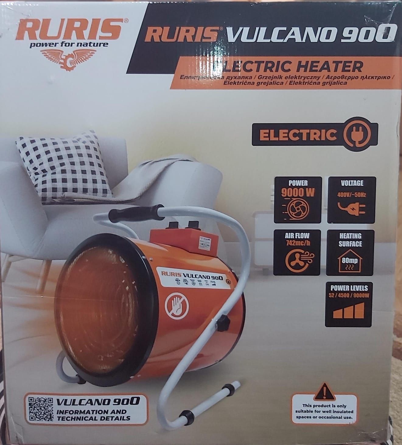 Aeroterma Electrica Ruris Vulcano 900, 9000 W