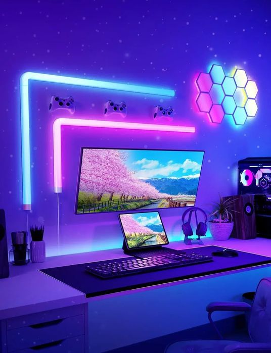 Модулна RGBIC LED стенна лампа, предназначена за TV монитори и др. д