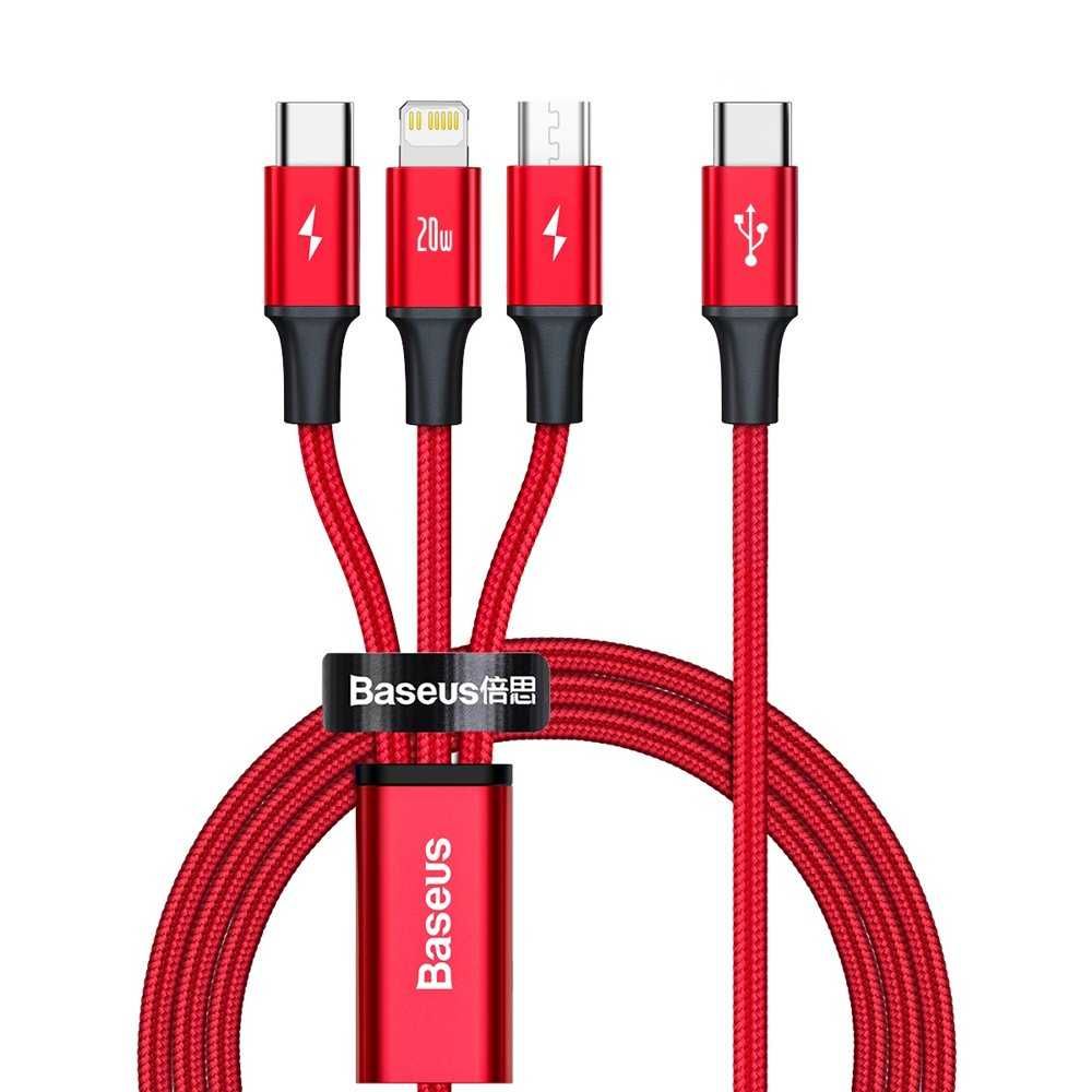 Baseus Rapid 3in1  USB-C кабел с Lightning, microUSB и USB-C конектори