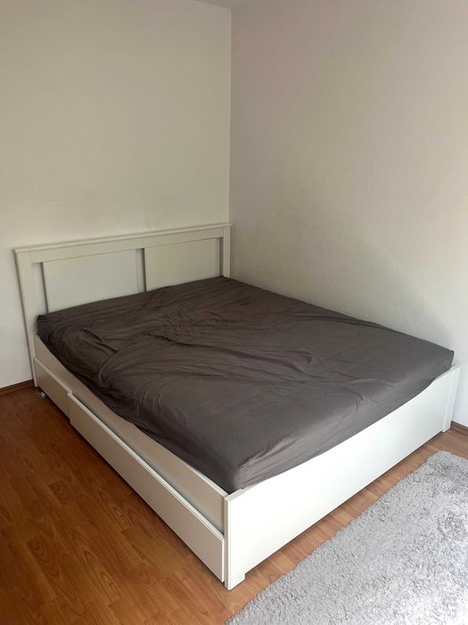 Cadru pat SONGESAND IKEA, 2 cutii depozitare, 140x200 cm + saltea JYSK