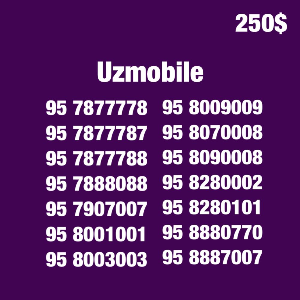 Uzmobile chiroyli premium gold raqamlari/ Золотые красивые номера