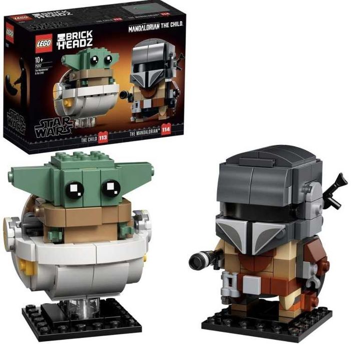 Оригинальный LEGO набор BrickHeadz 75317 Мандалорец и малыш!