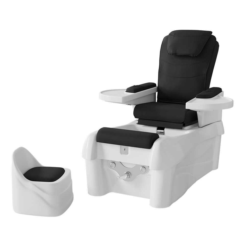 Стол за спа педикюр/маникюр/масаж + табуретка Omega - черен/бял